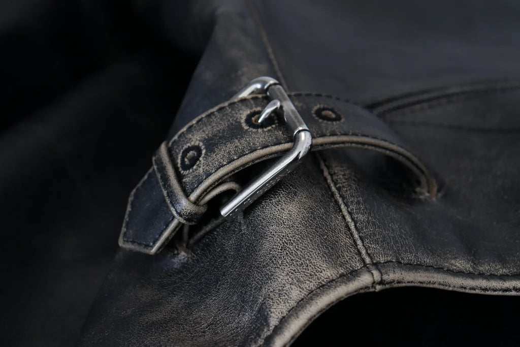 Veste de motard en cuir noir zippée Dolce &amp; Gabbana
