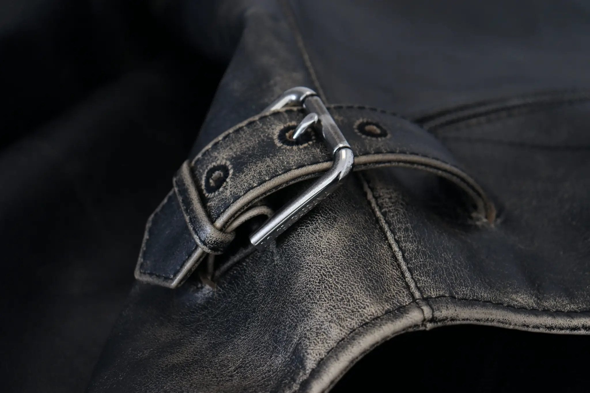 Veste de motard en cuir noir zippée Dolce &amp; Gabbana