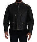 Dolce & Gabbana Black Leather Zipper Biker Coat Jacket by Dolce & Gabbana