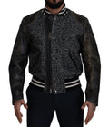 Dolce & Gabbana Black Houndstooth Polyester Bomber Jacket by Dolce & Gabbana