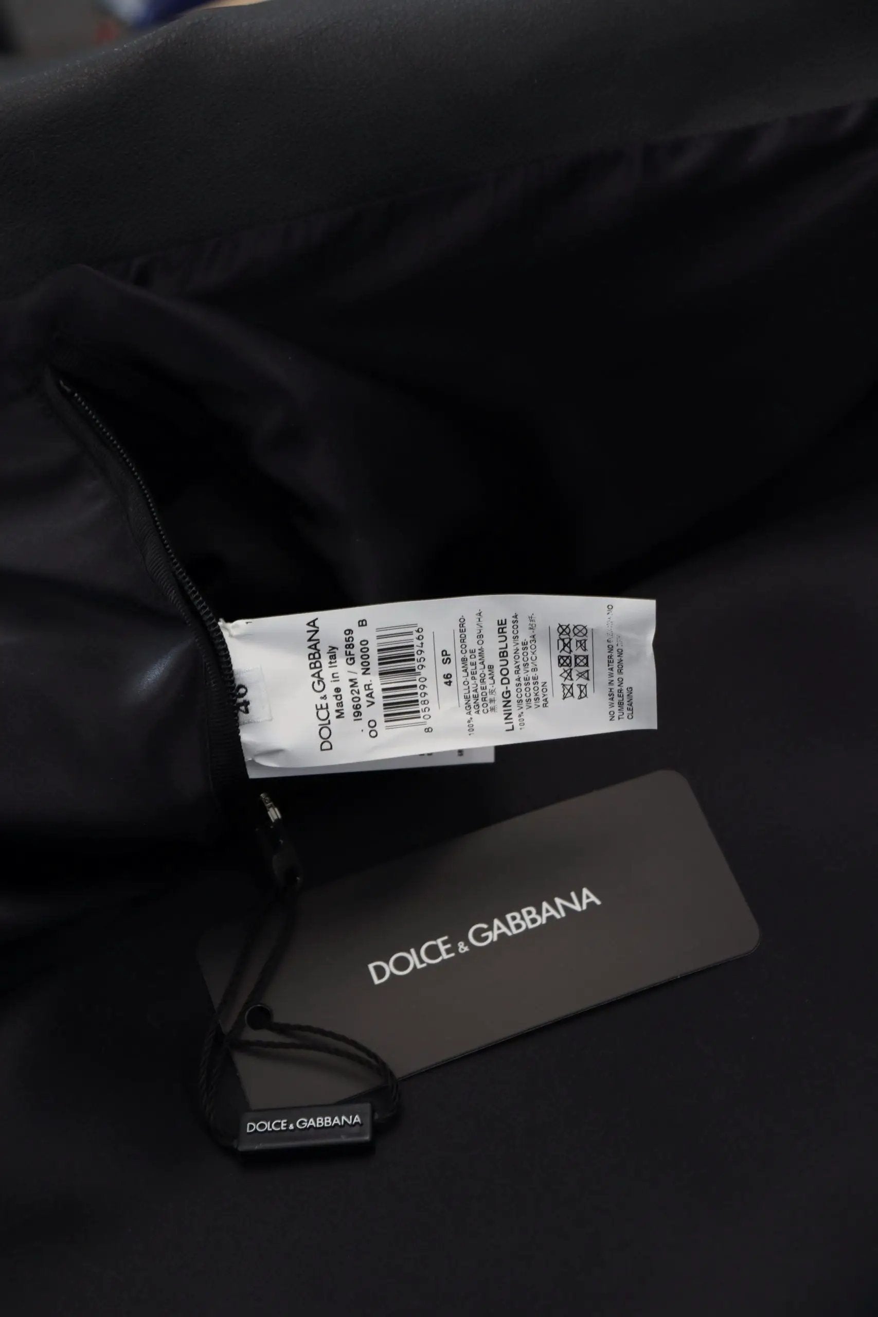 Veste de motard en cuir noir Dolce &amp; Gabbana avec fermeture éclair