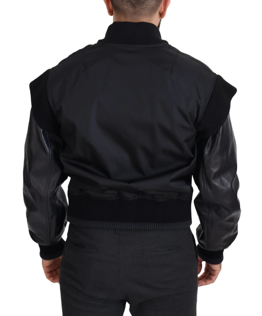 Dolce & Gabbana Black Nylon Crystals Coat Buttons Jacket by Dolce & Gabbana