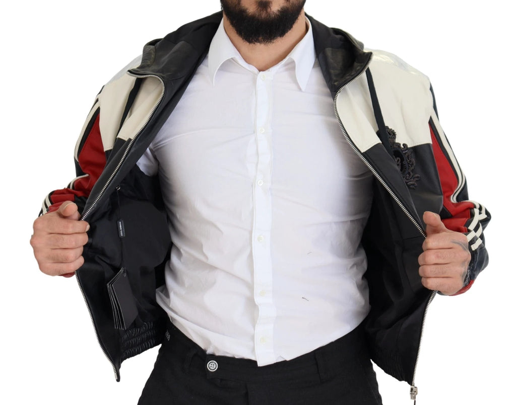 Dolce & Gabbana Black Leather Hooded Blouson Coat Jacket by Dolce & Gabbana