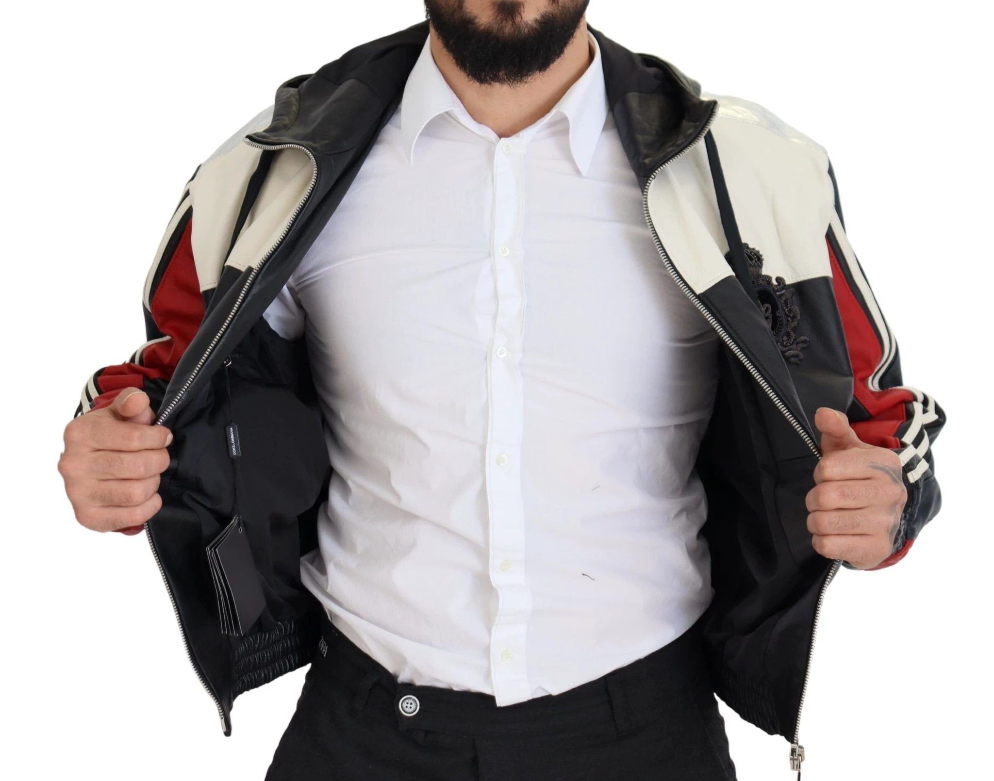 Dolce & Gabbana Black Leather Hooded Blouson Coat Jacket by Dolce & Gabbana