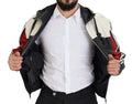 Dolce & Gabbana Black Leather Hooded Blouson Coat Jacket