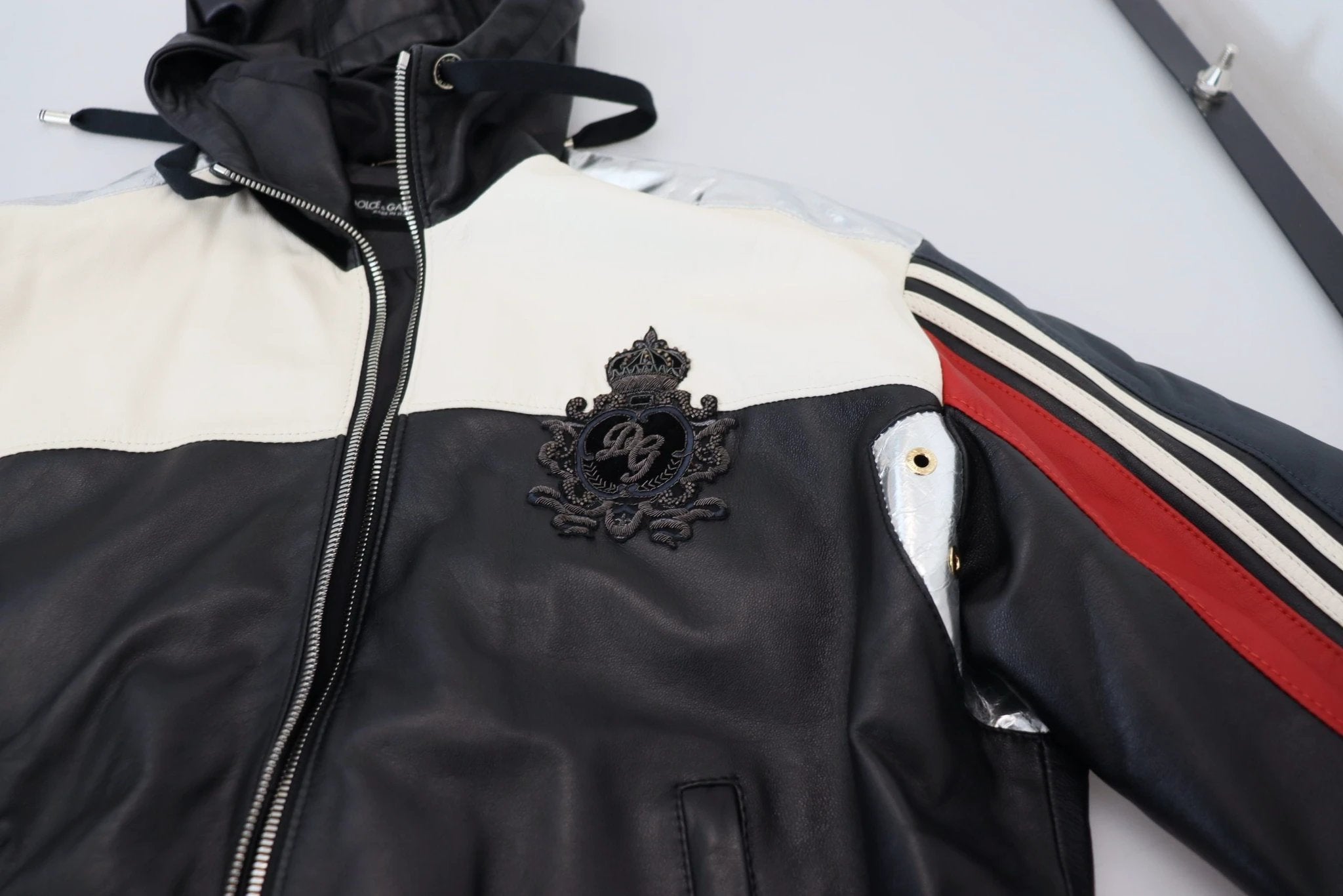Dolce & Gabbana Black Leather Hooded Blouson Coat Jacket by Dolce & Gabbana
