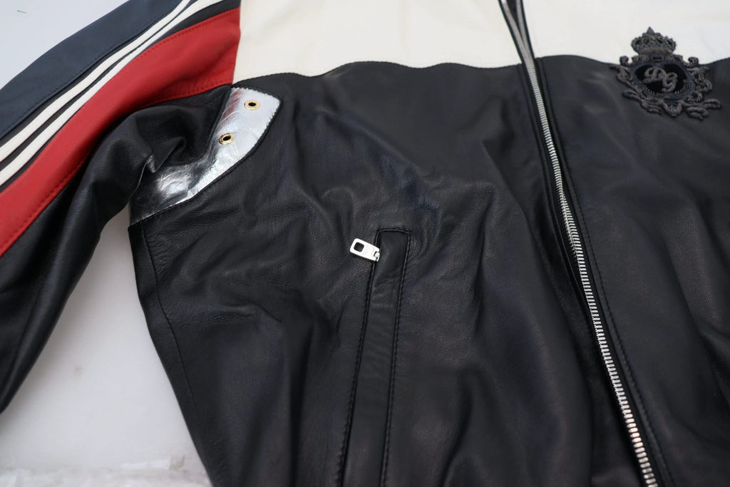 Dolce & Gabbana Black Leather Hooded Blouson Coat Jacket by Dolce & Gabbana