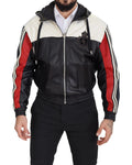 Dolce & Gabbana Black Leather Hooded Blouson Coat Jacket by Dolce & Gabbana