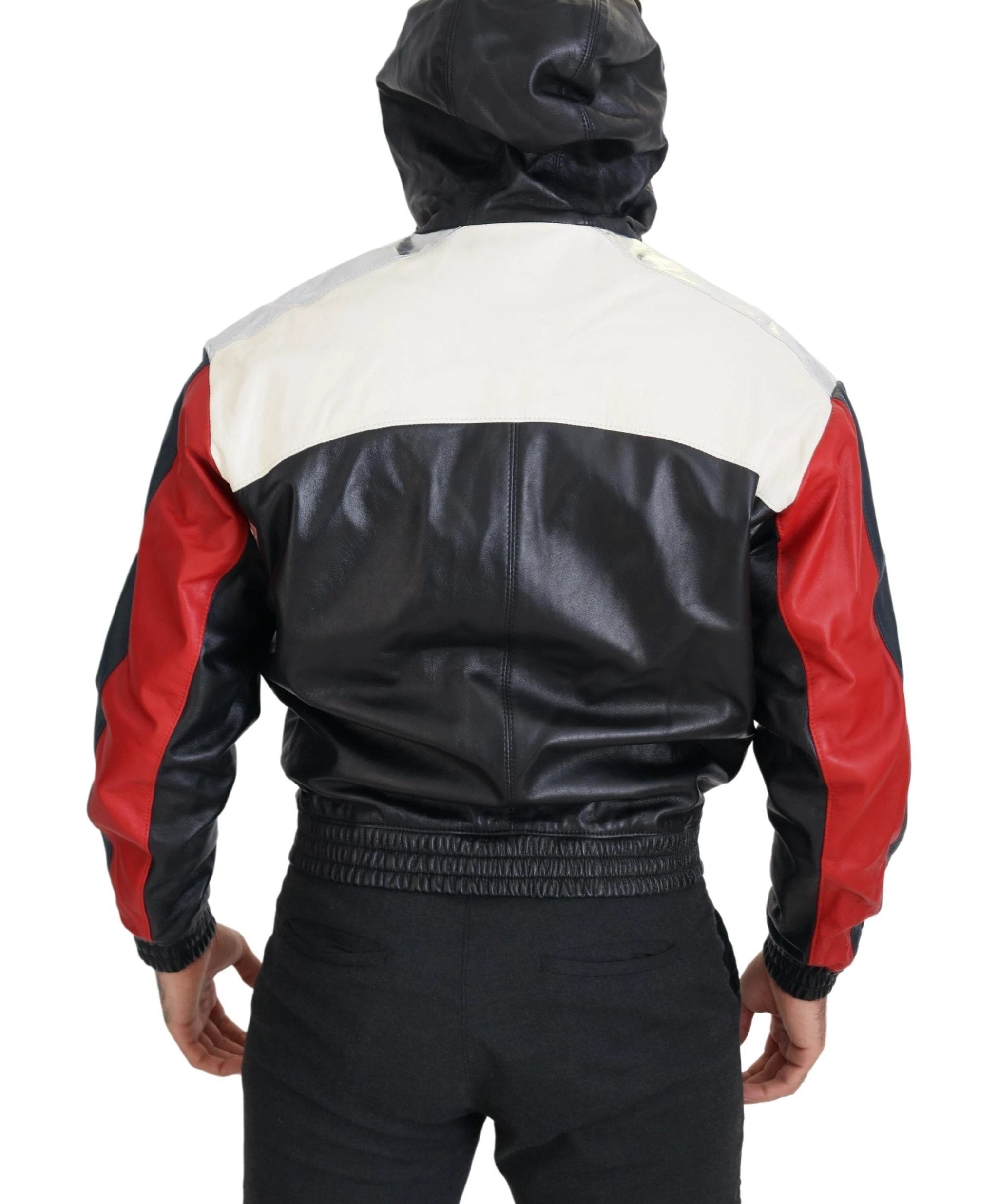 Dolce & Gabbana Black Leather Hooded Blouson Coat Jacket by Dolce & Gabbana