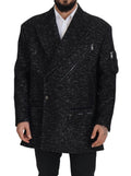 Dolce & Gabbana Black Wool Double Breasted Coat Men Jacket by Dolce & Gabbana