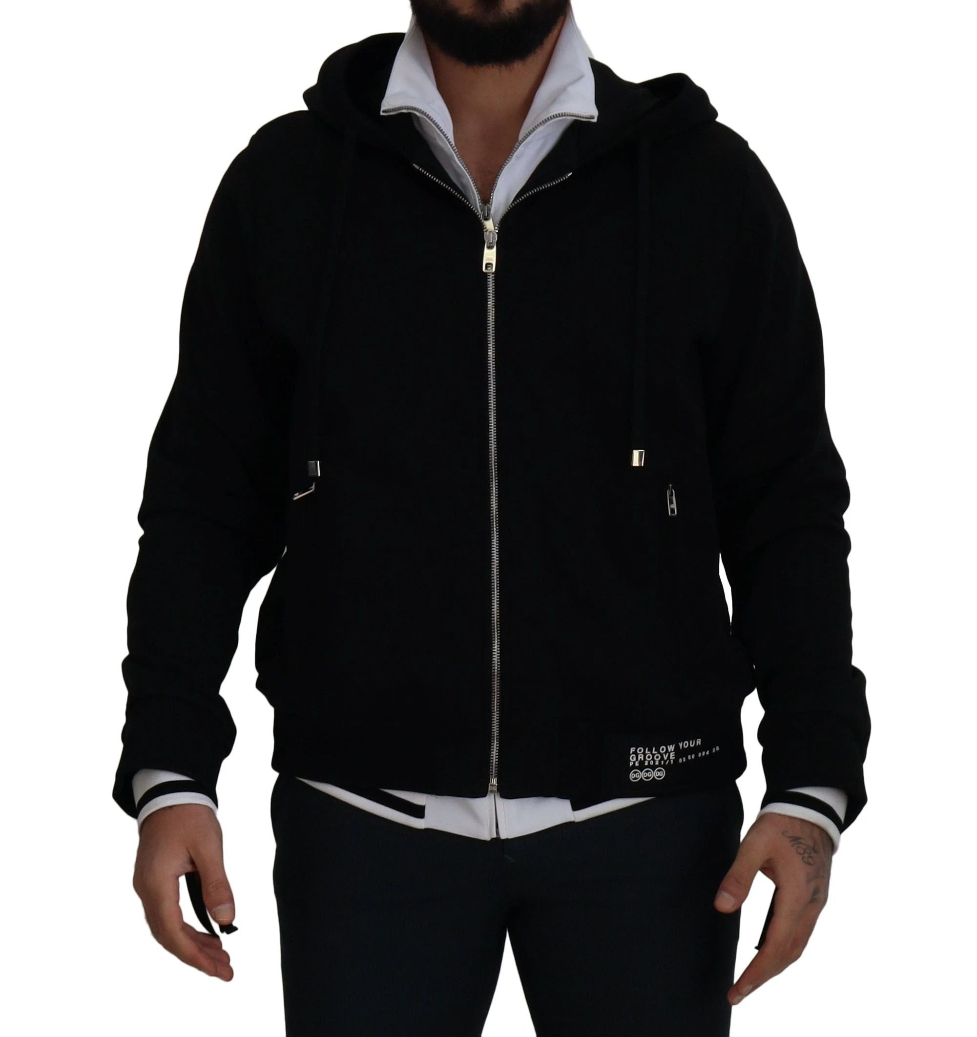 Dolce & Gabbana Black Polyester Hooded Full Zip Jacket by Dolce & Gabbana