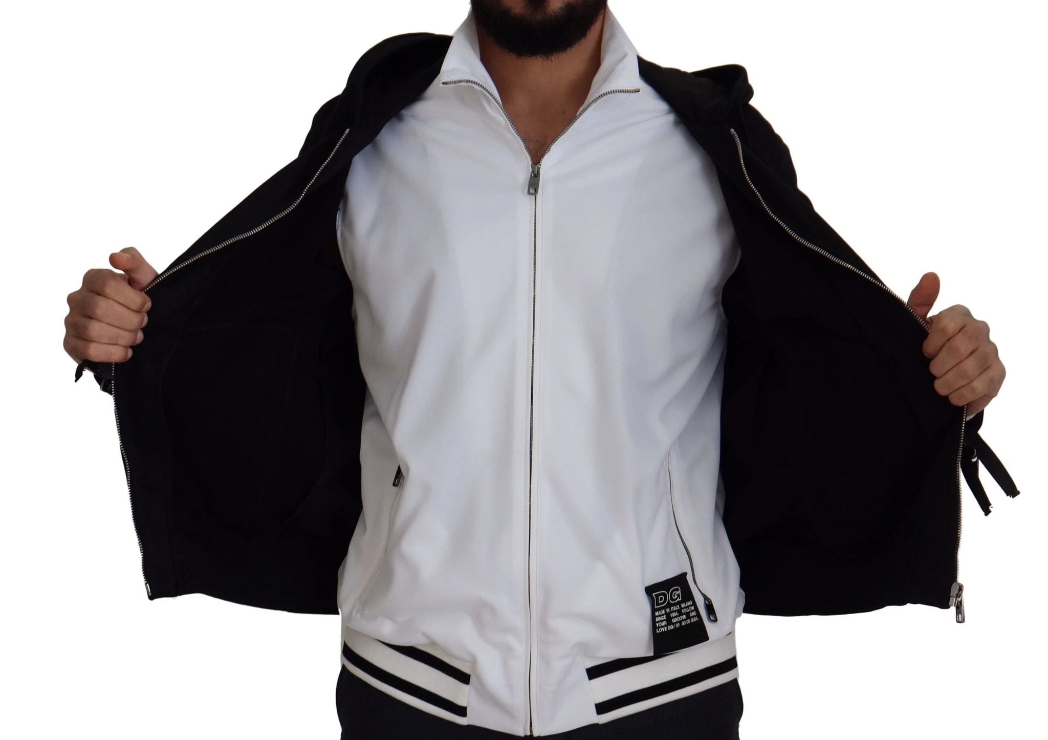 Dolce & Gabbana Black Polyester Hooded Full Zip Jacket by Dolce & Gabbana
