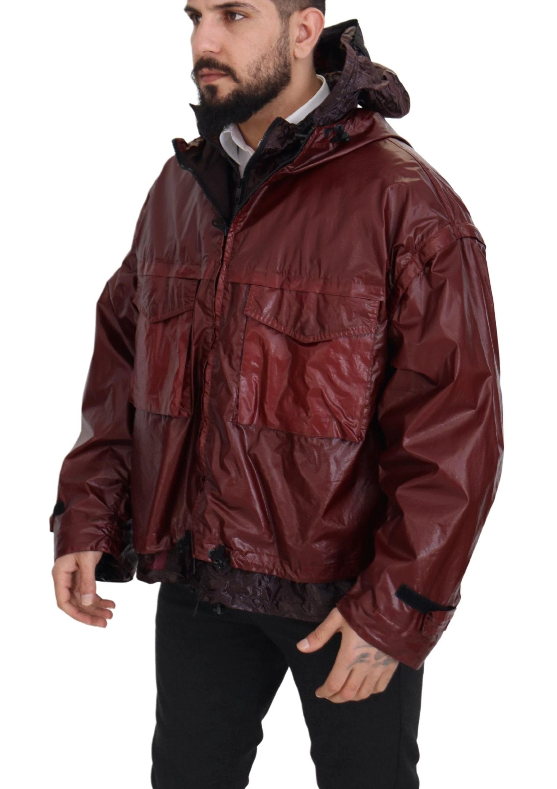 Dolce & Gabbana Bordeaux Cotton Hooded Full Zip Jacket by Dolce & Gabbana