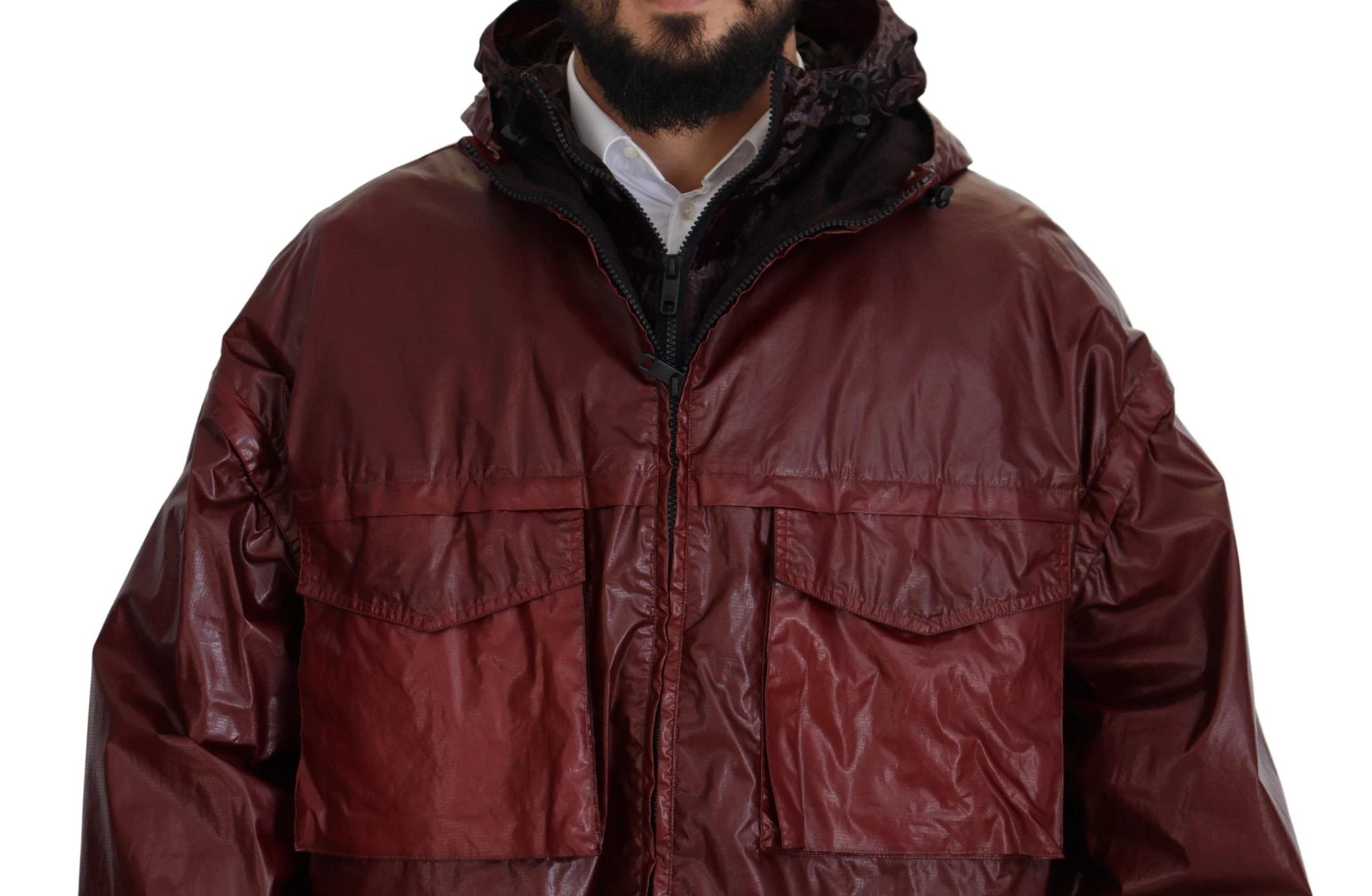 Dolce & Gabbana Bordeaux Cotton Hooded Full Zip Jacket by Dolce & Gabbana