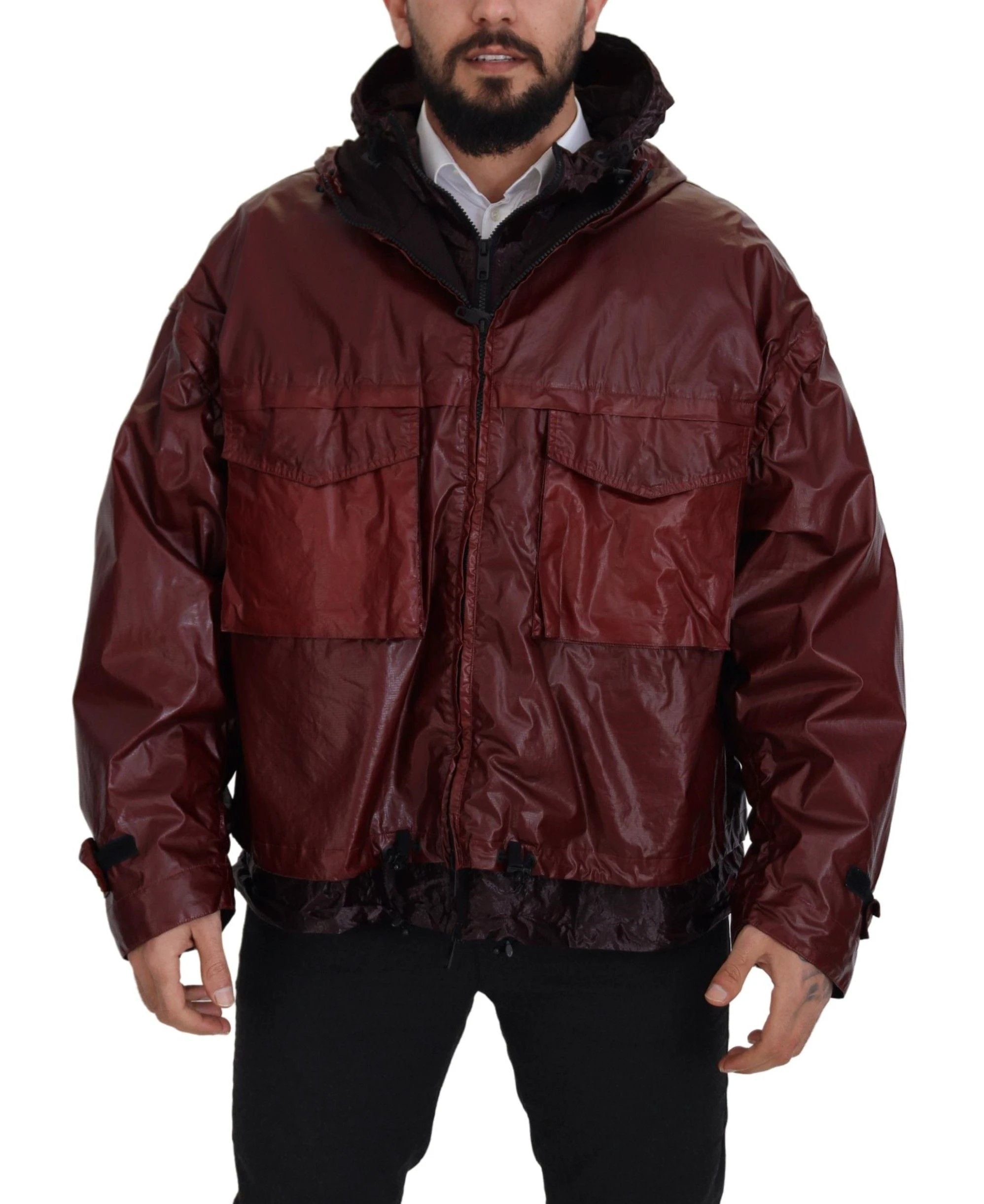 Dolce & Gabbana Bordeaux Cotton Hooded Full Zip Jacket by Dolce & Gabbana