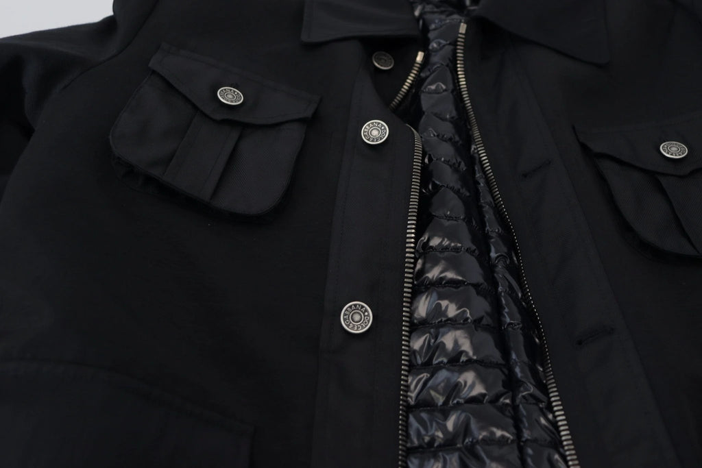 Dolce & Gabbana Black Wool Collared Full Zip Jacket by Dolce & Gabbana