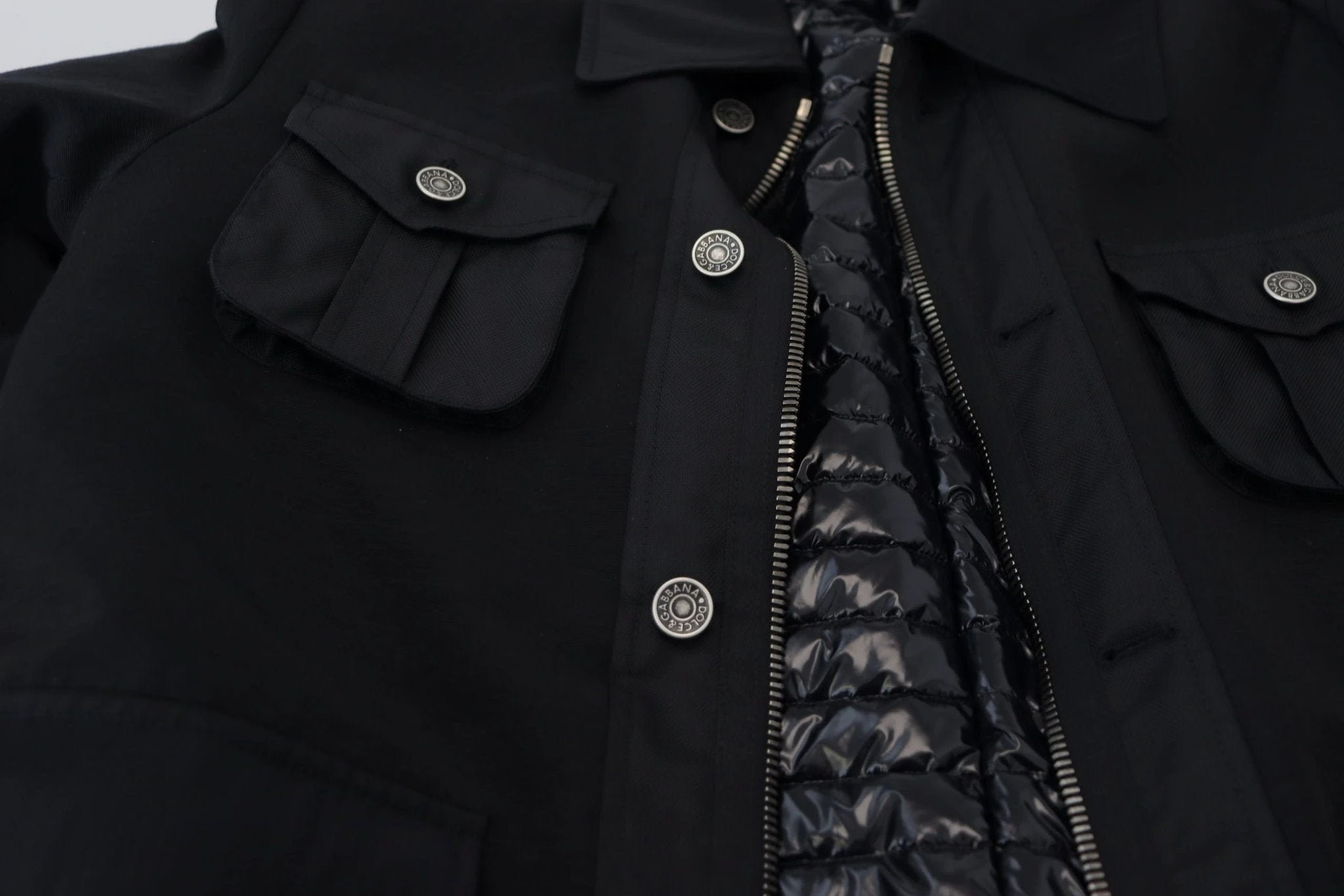 Dolce & Gabbana Black Wool Collared Full Zip Jacket by Dolce & Gabbana