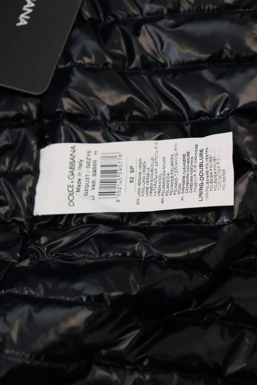 Veste Dolce &amp; Gabbana en laine noire à col et fermeture éclair intégrale