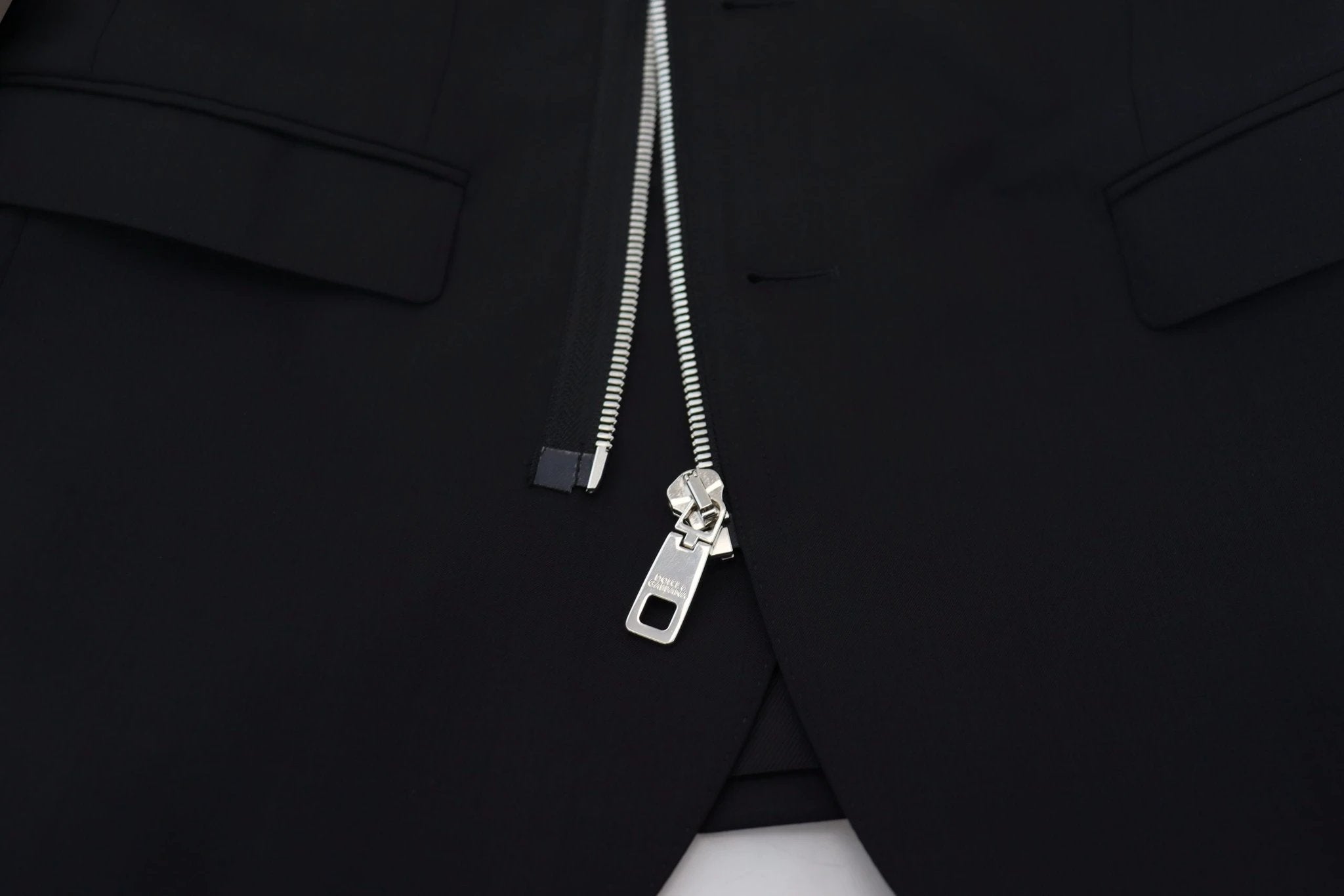 Dolce & Gabbana Black Wool Full Zip Long Sleeves Jacket by Dolce & Gabbana