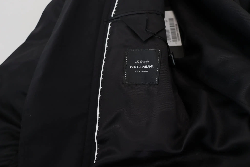Veste Dolce &amp; Gabbana en laine noire à manches longues et fermeture éclair intégrale