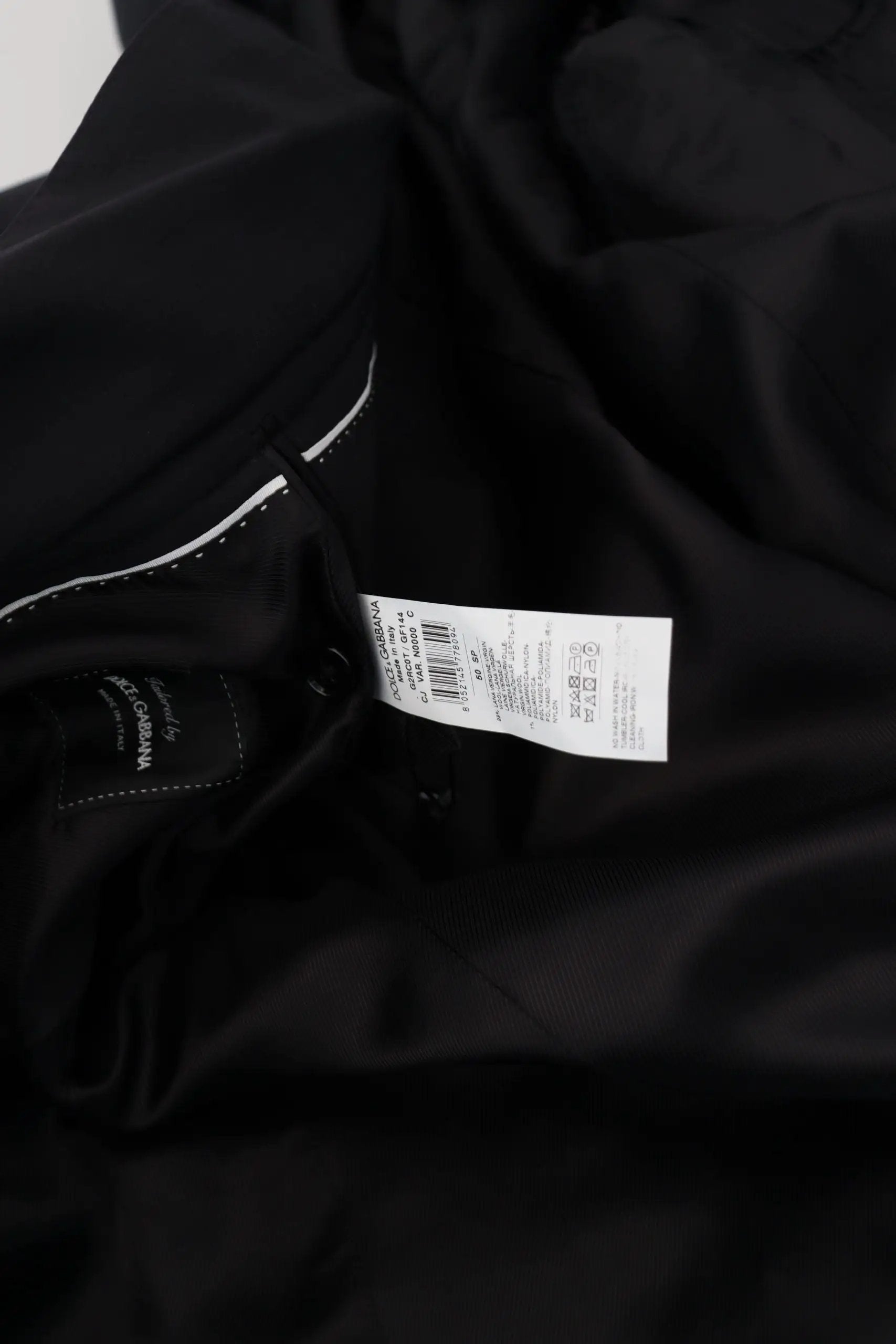 Veste Dolce &amp; Gabbana en laine noire à manches longues et fermeture éclair intégrale