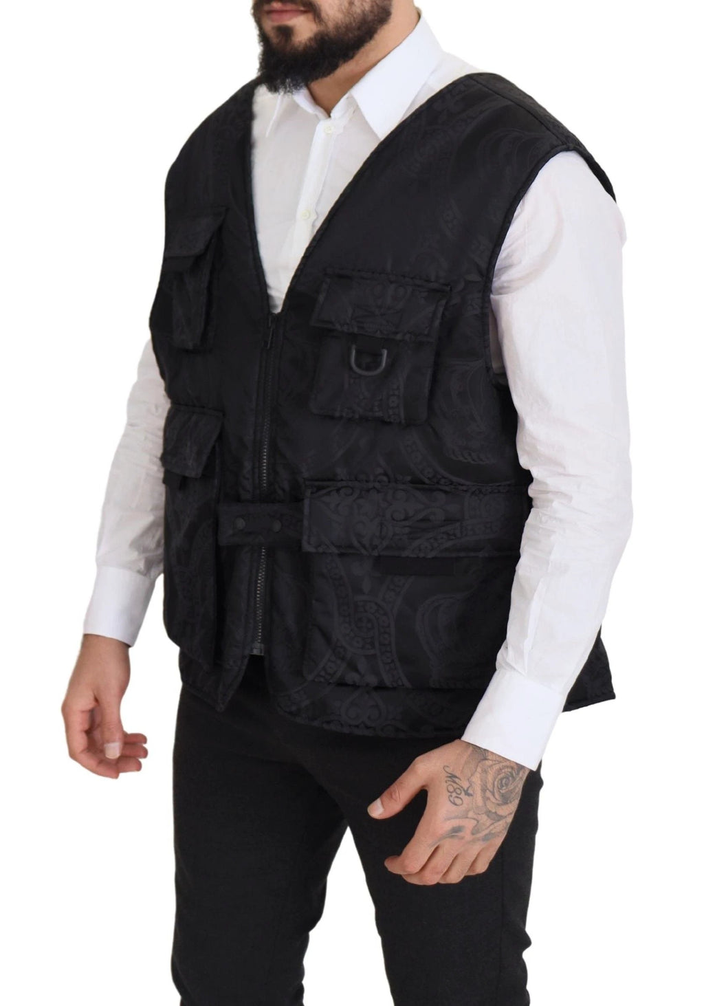 Dolce & Gabbana Black Nylon Full Zip Sleeveless Jacket by Dolce & Gabbana