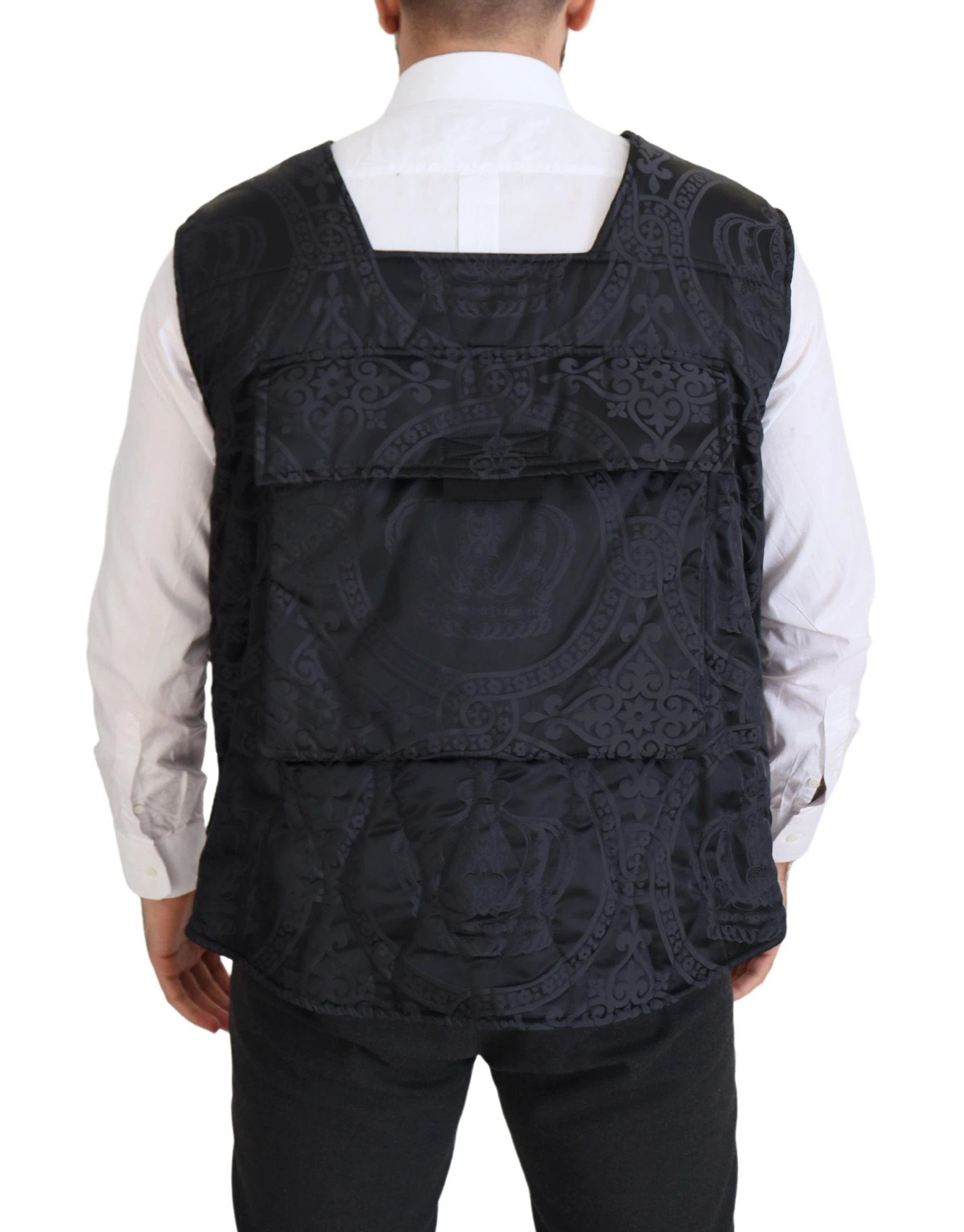Dolce & Gabbana Black Nylon Full Zip Sleeveless Jacket by Dolce & Gabbana