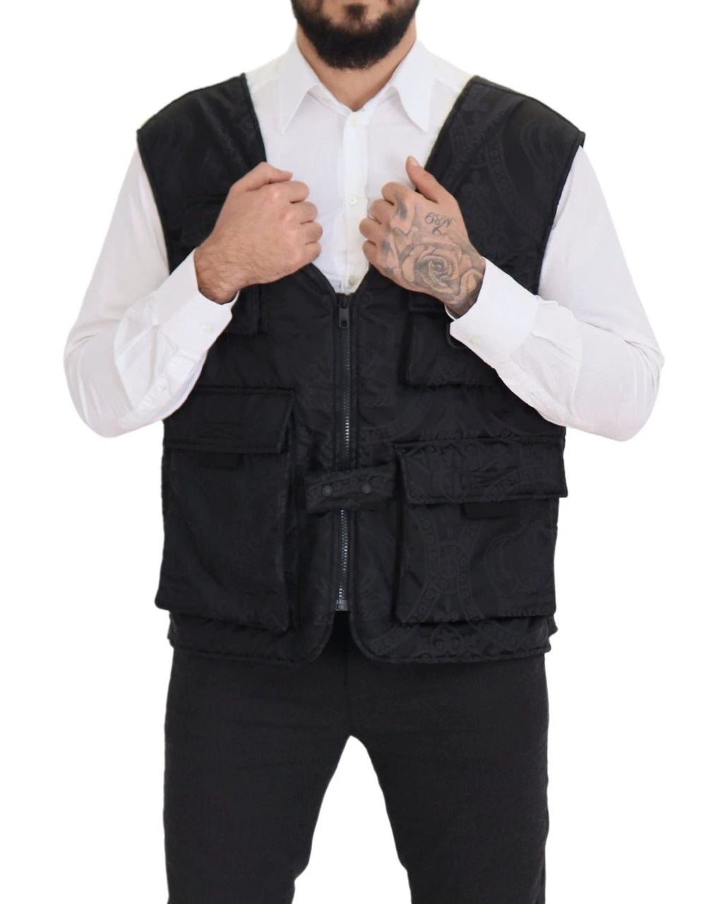 Dolce & Gabbana Black Nylon Full Zip Sleeveless Jacket by Dolce & Gabbana