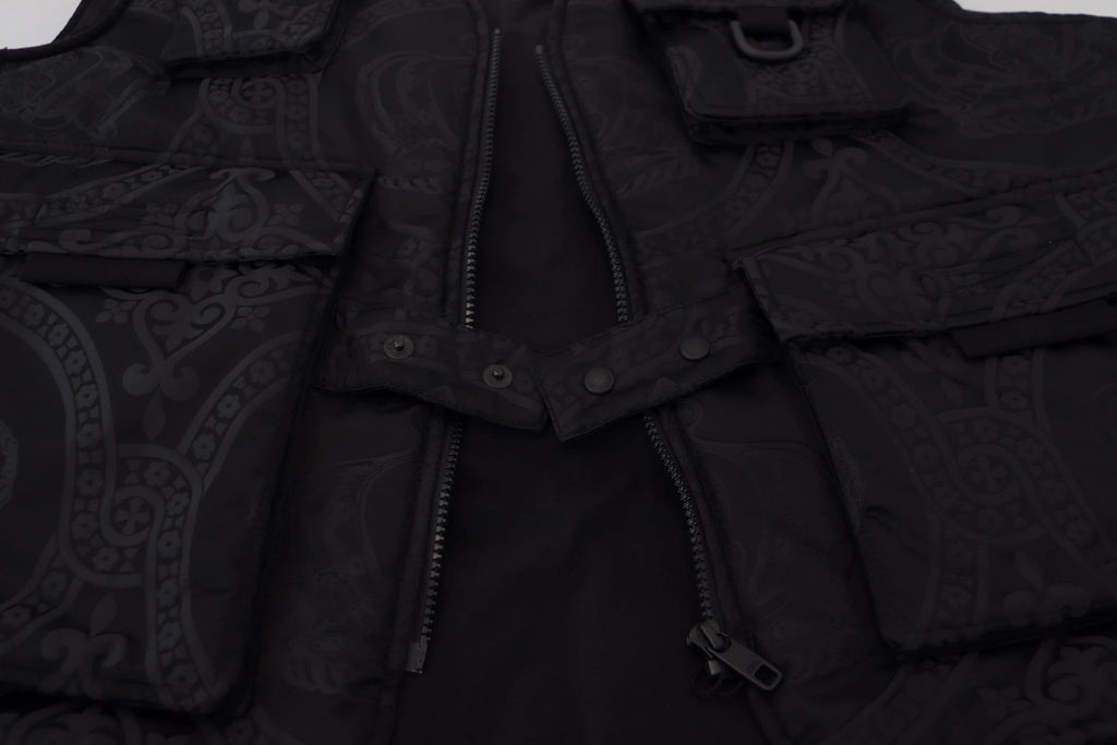 Dolce & Gabbana Black Nylon Full Zip Sleeveless Jacket by Dolce & Gabbana