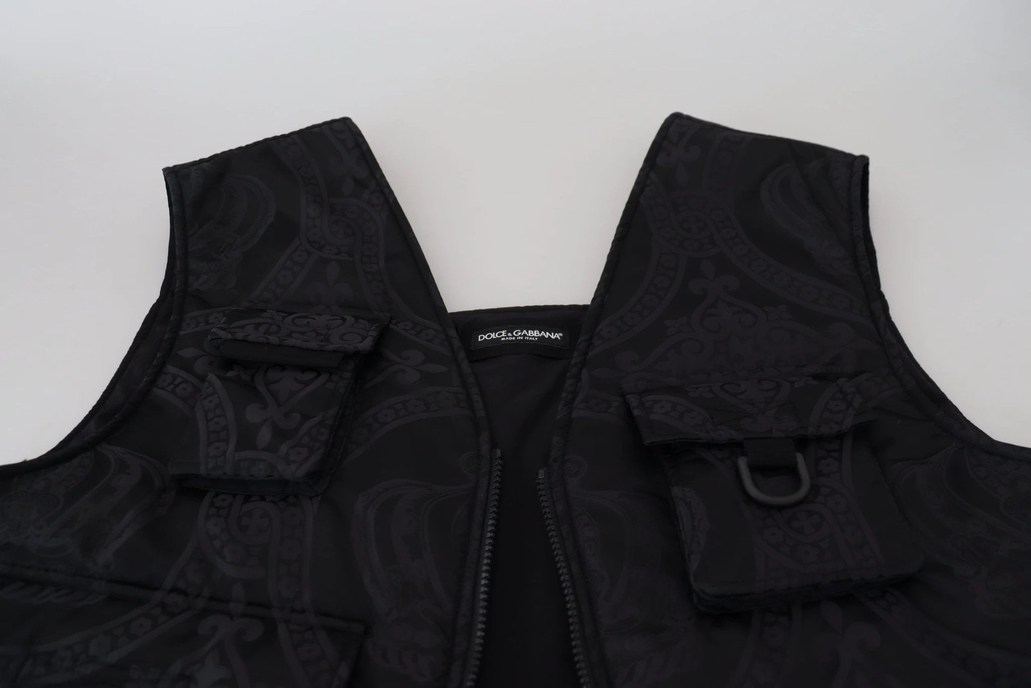 Dolce & Gabbana Black Nylon Full Zip Sleeveless Jacket by Dolce & Gabbana