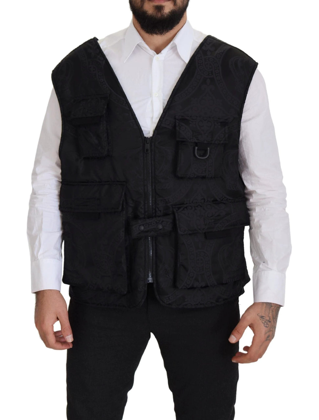 Dolce & Gabbana Black Nylon Full Zip Sleeveless Jacket by Dolce & Gabbana