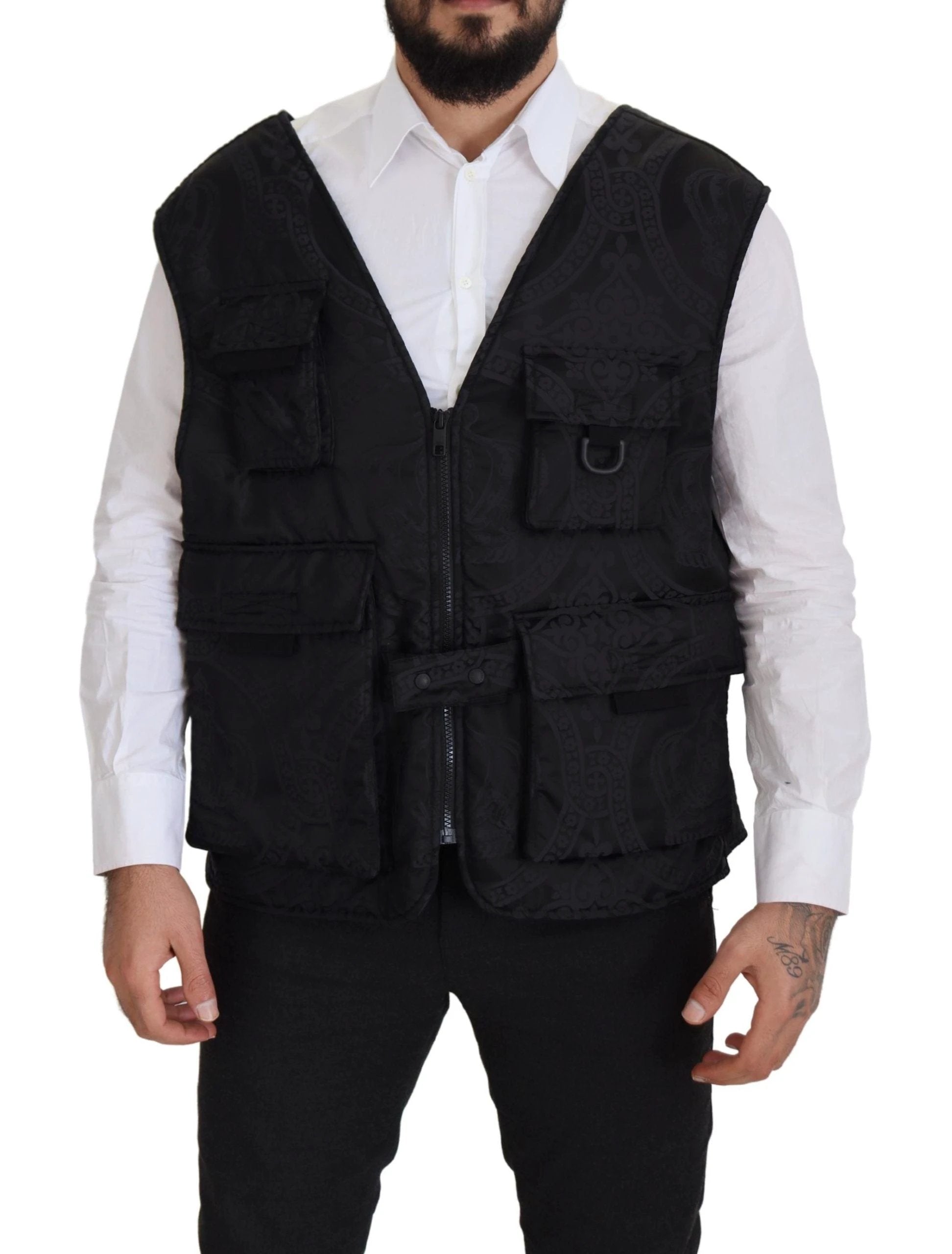 Dolce & Gabbana Black Nylon Full Zip Sleeveless Jacket by Dolce & Gabbana