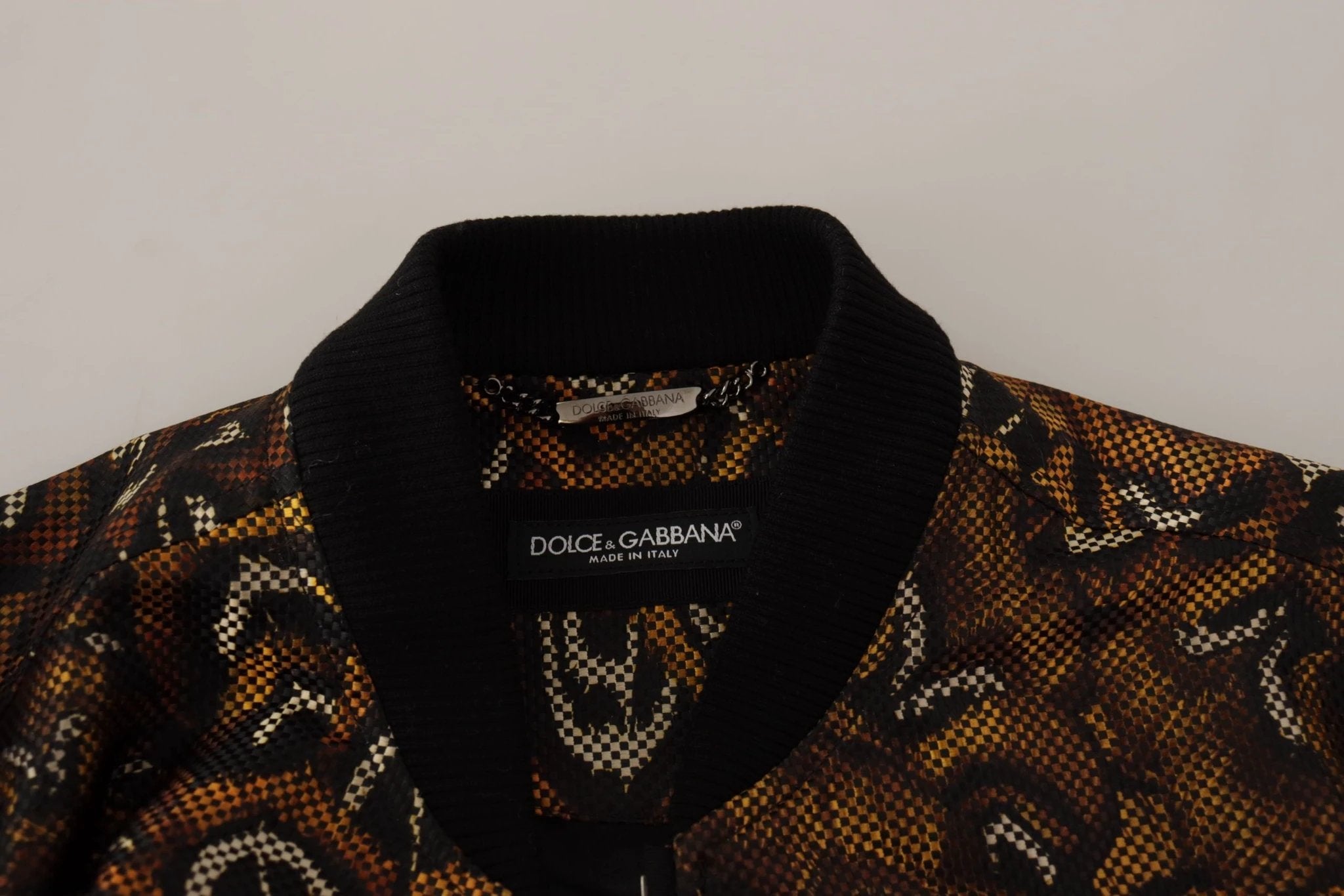 Dolce & Gabbana Brown Feather Full Zip Blouson Jacket by Dolce & Gabbana