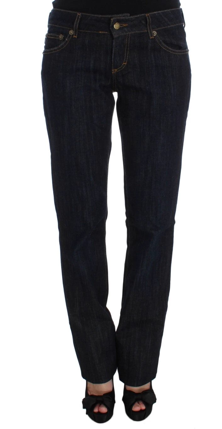 Cavalli Blue Cotton Straight Fit Stretch Jeans by Cavalli