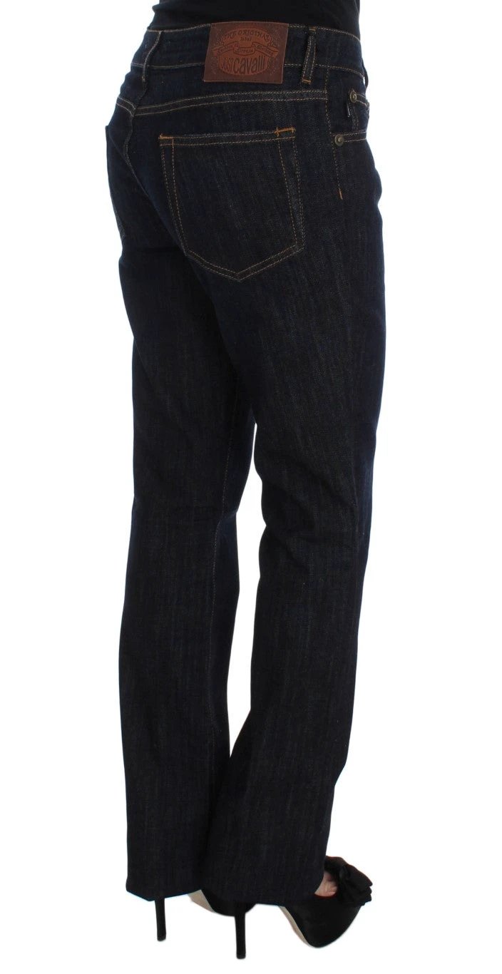 Cavalli Blue Cotton Straight Fit Stretch Jeans by Cavalli