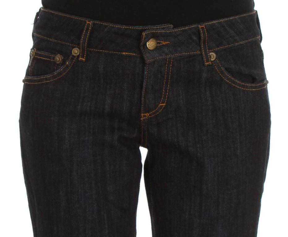 Cavalli Blue Cotton Straight Fit Stretch Jeans by Cavalli