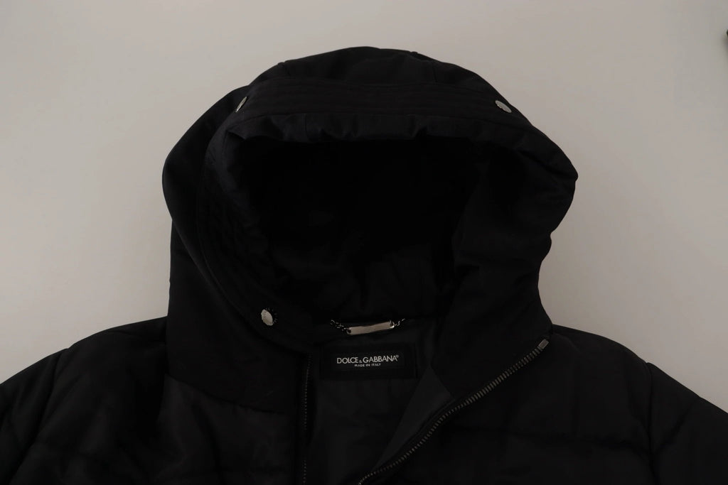 Dolce & Gabbana Black Nylon Hooded Parka Coat Winter Jacket by Dolce & Gabbana