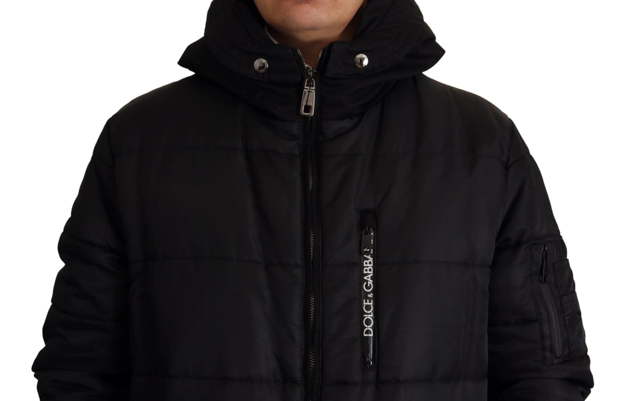 Dolce & Gabbana Black Nylon Hooded Parka Coat Winter Jacket by Dolce & Gabbana