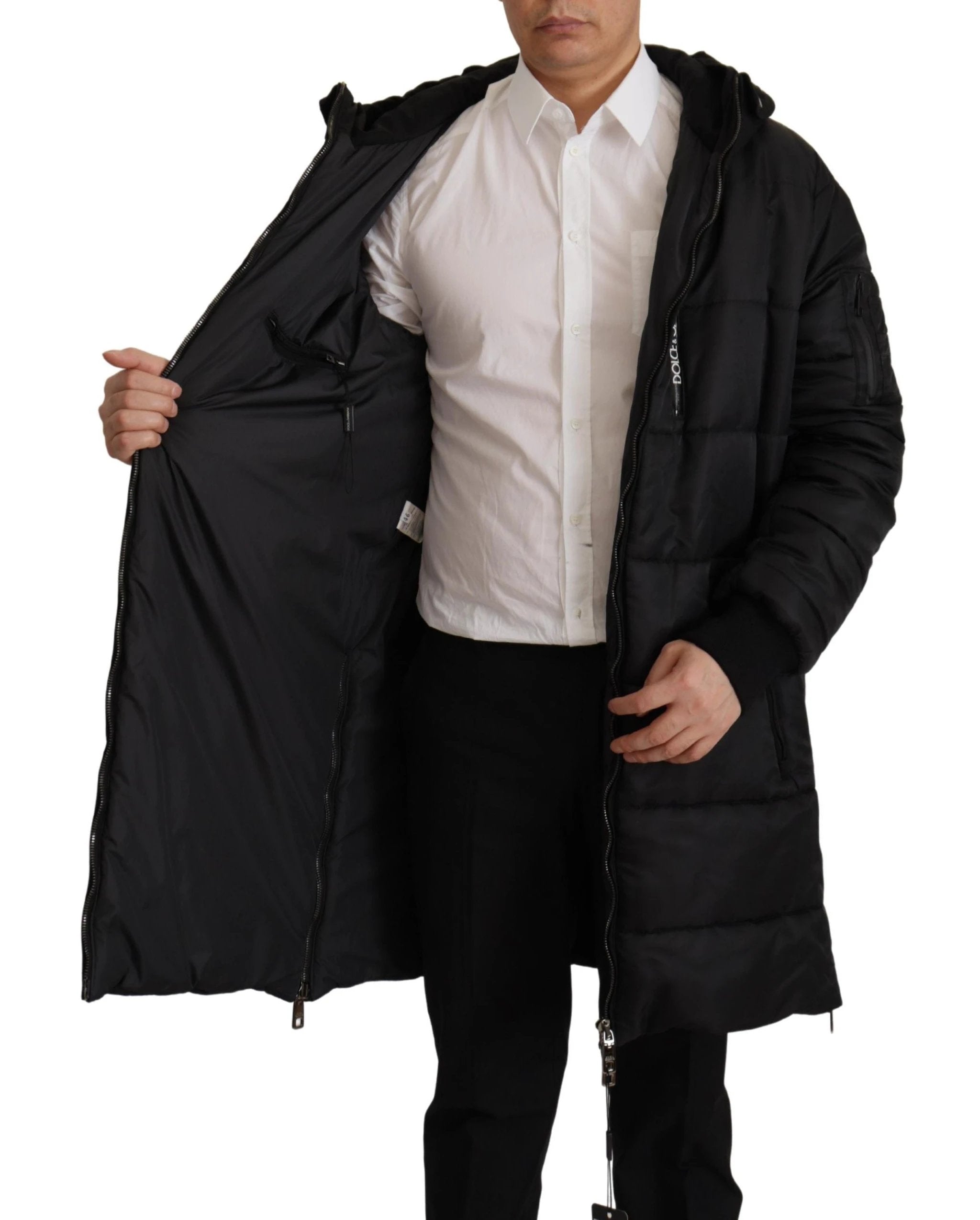 Dolce & Gabbana Black Nylon Hooded Parka Coat Winter Jacket by Dolce & Gabbana