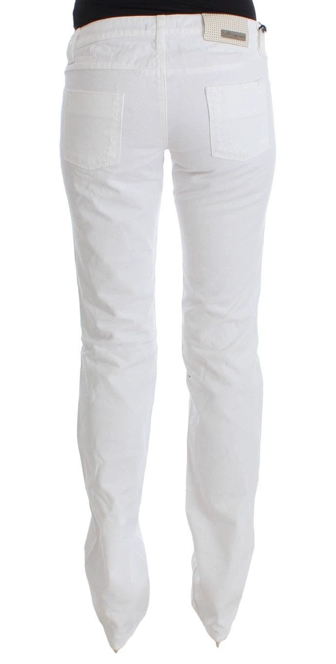 Costume National White Cotton Slim Fit Denim Bootcut Jeans by Costume National