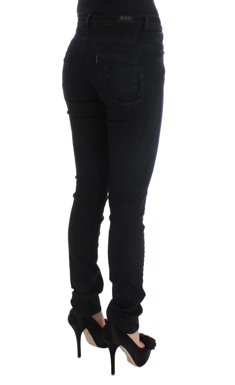 Costume National Black Cotton Slim Fit Denim Jeans by Costume National