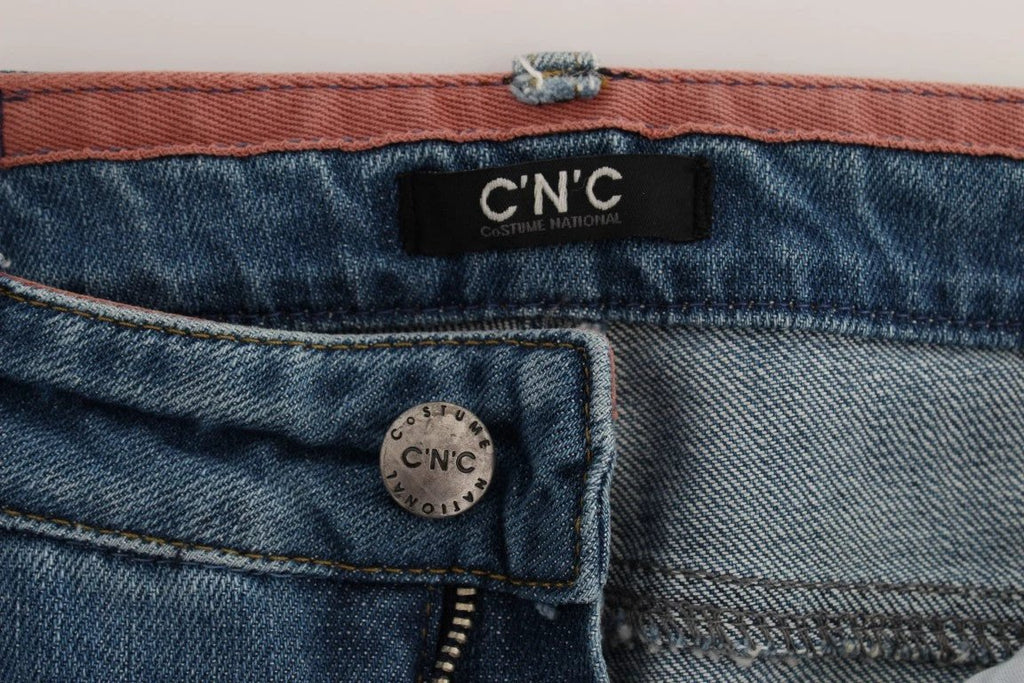 Costume National Blue Cotton Slim Fit Cropped Jeans by Costume National