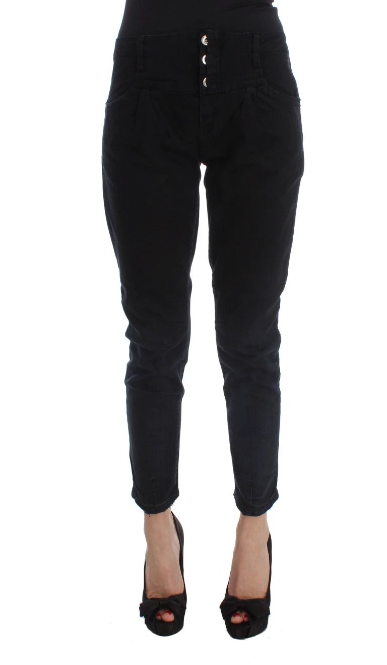 Costume National Black Cotton Slim Fit Cropped Jeans by Costume National