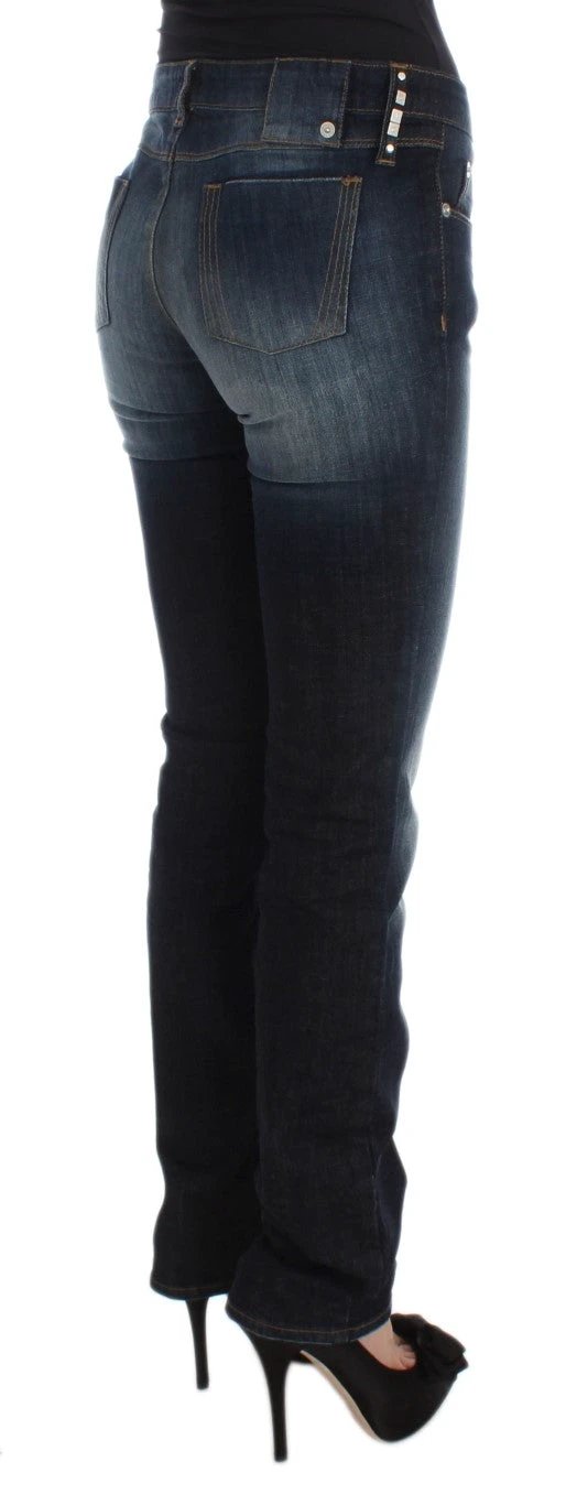 Costume National Blue Cotton Slim Fit Bootcut Jeans by Costume National