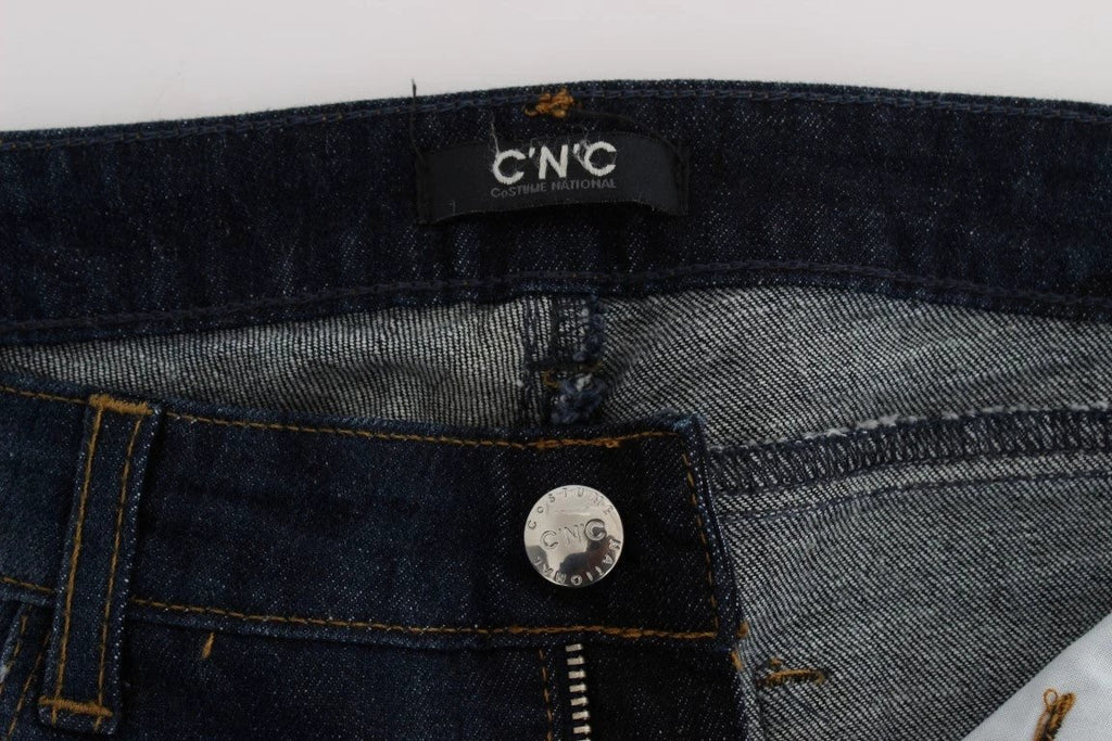 Costume National Blue Cotton Slim Fit Bootcut Jeans by Costume National