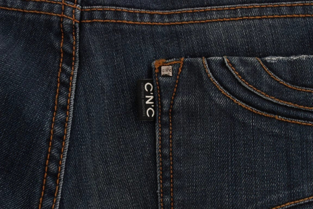 Costume National Blue Cotton Blend Bootcut Jeans by Costume National