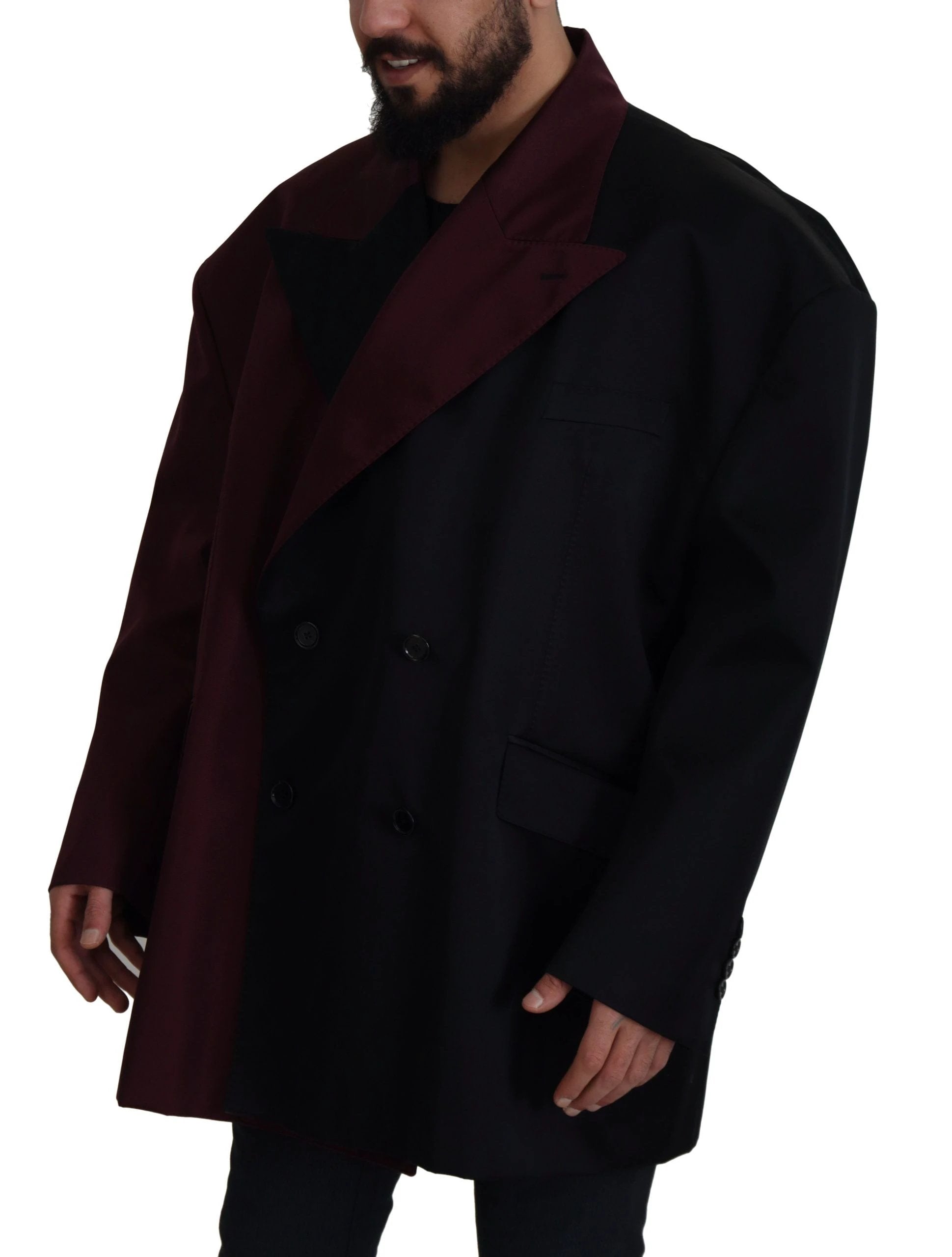 Dolce & Gabbana Bordeaux Polyester Double Breasted Jacket by Dolce & Gabbana