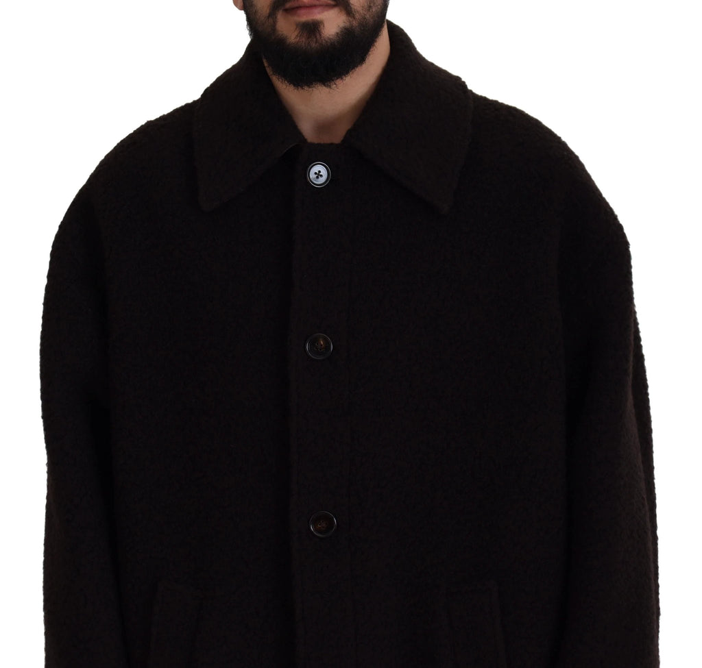 Dolce & Gabbana Black Alpaca Button Down Trench Coat Jacket by Dolce & Gabbana