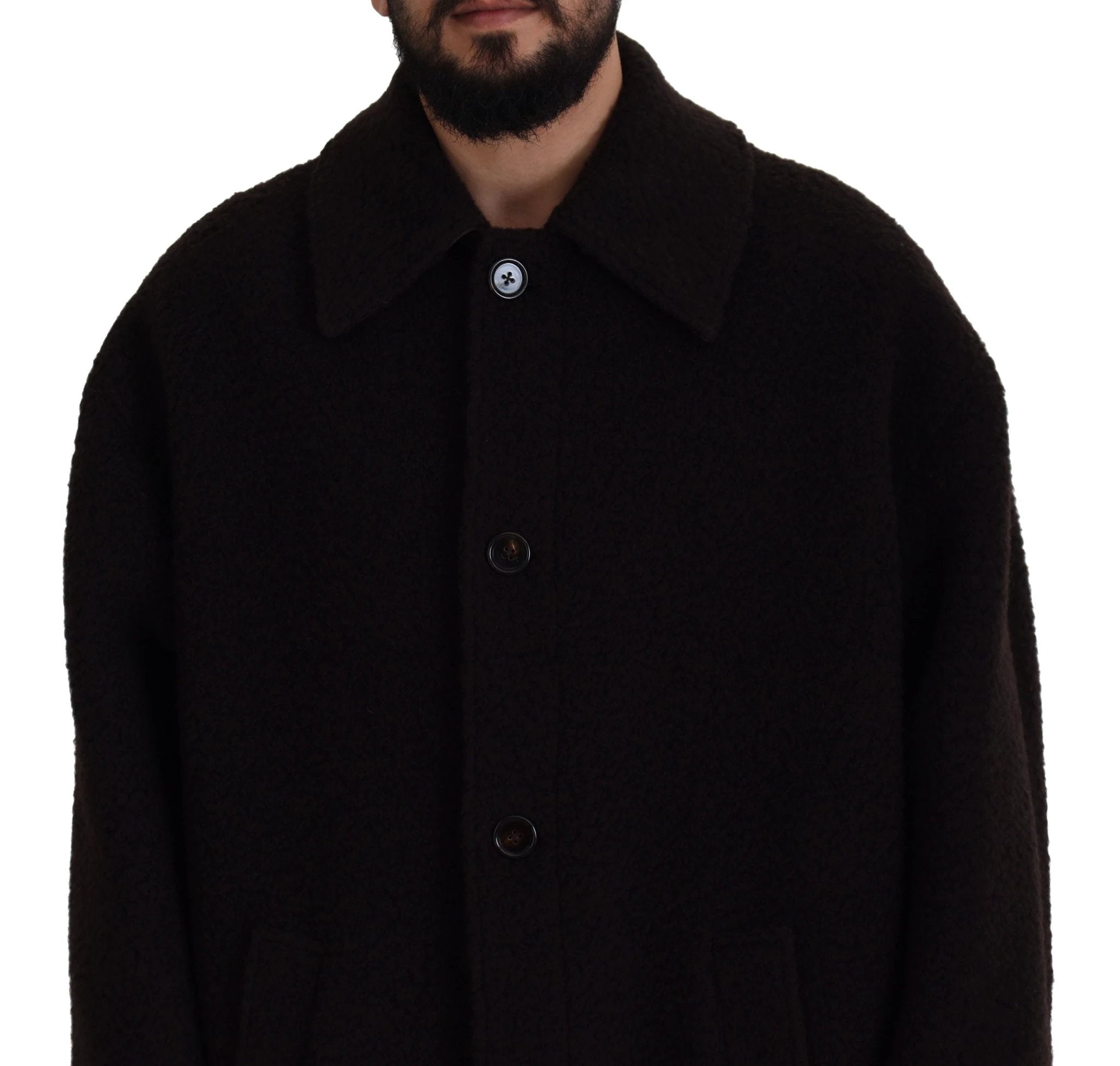 Dolce & Gabbana Black Alpaca Button Down Trench Coat Jacket by Dolce & Gabbana