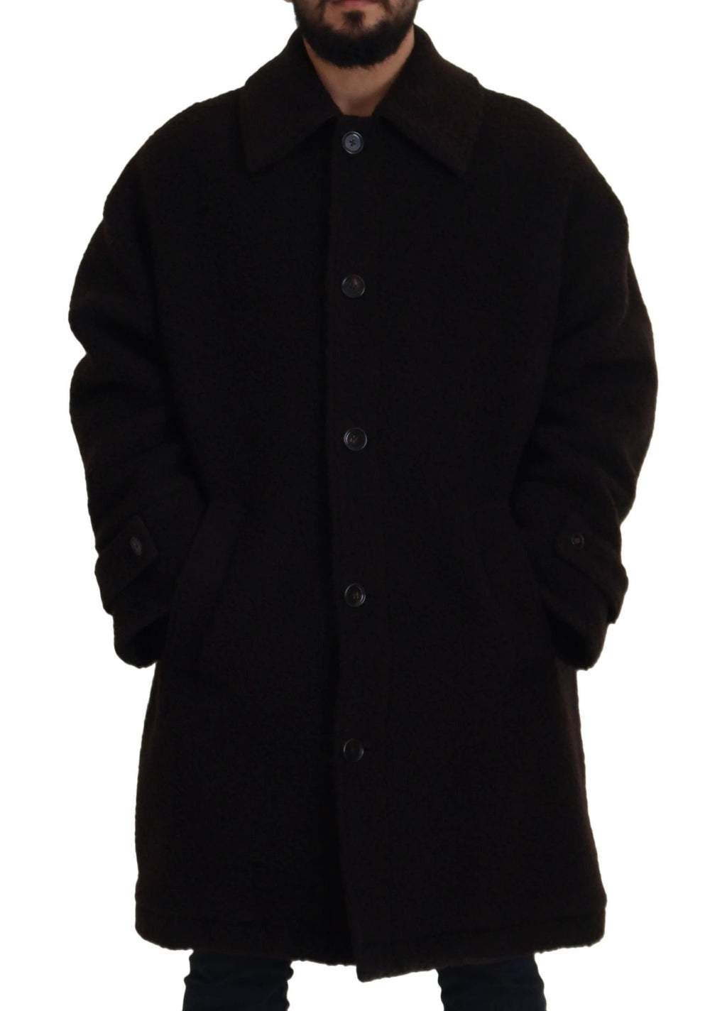 Dolce & Gabbana Black Alpaca Button Down Trench Coat Jacket by Dolce & Gabbana